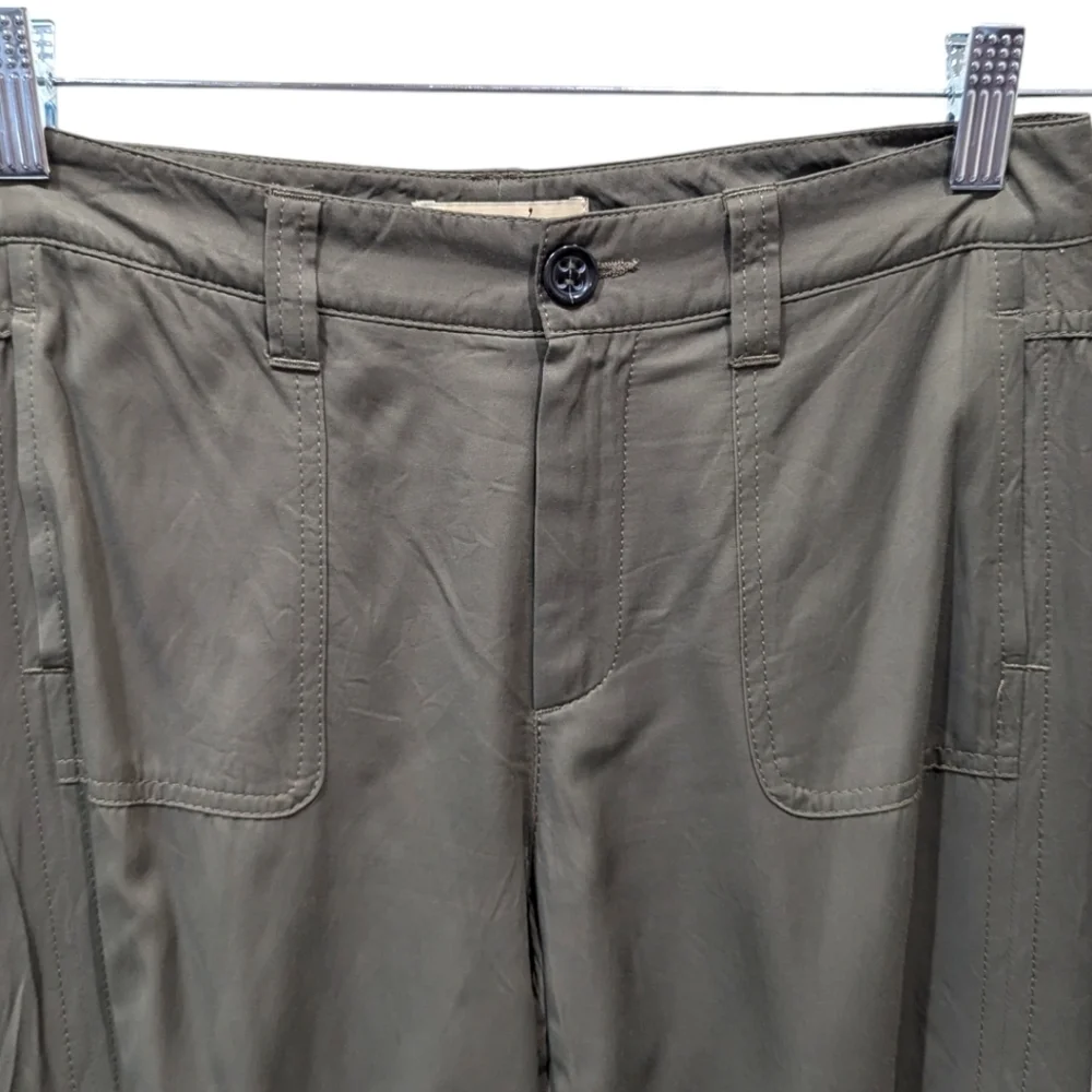 Oui Collection Lightweight Soft Button Cuff Cropped Khaki Pants (2) - Picture 4 of 8